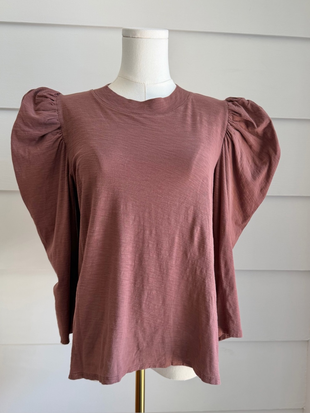 Nation Ltd Zeta Snap Back Mock Neck Tee Brown L